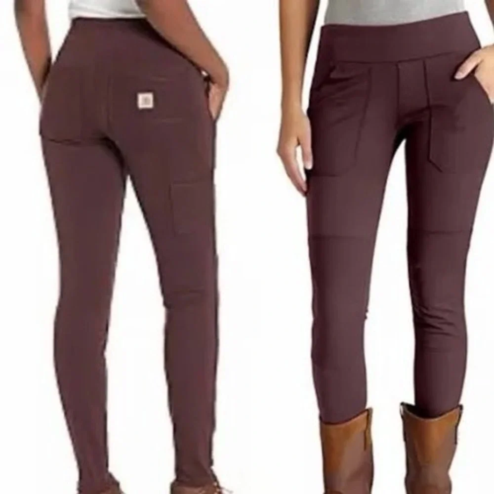 Carhartt Force Utility Leggings Burgundy Wine High Rise Pockets BN3609-W XS NEW